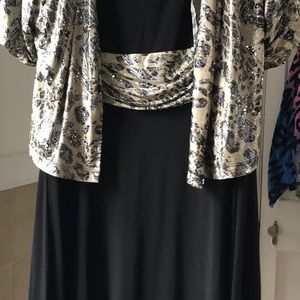 Black Dress with Gold cheetah print jacket